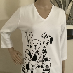 DOGS ON V NECK 3 QTR