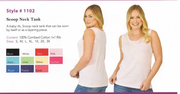 STYLE 1102 SCOOP NECK TANK  $9.75